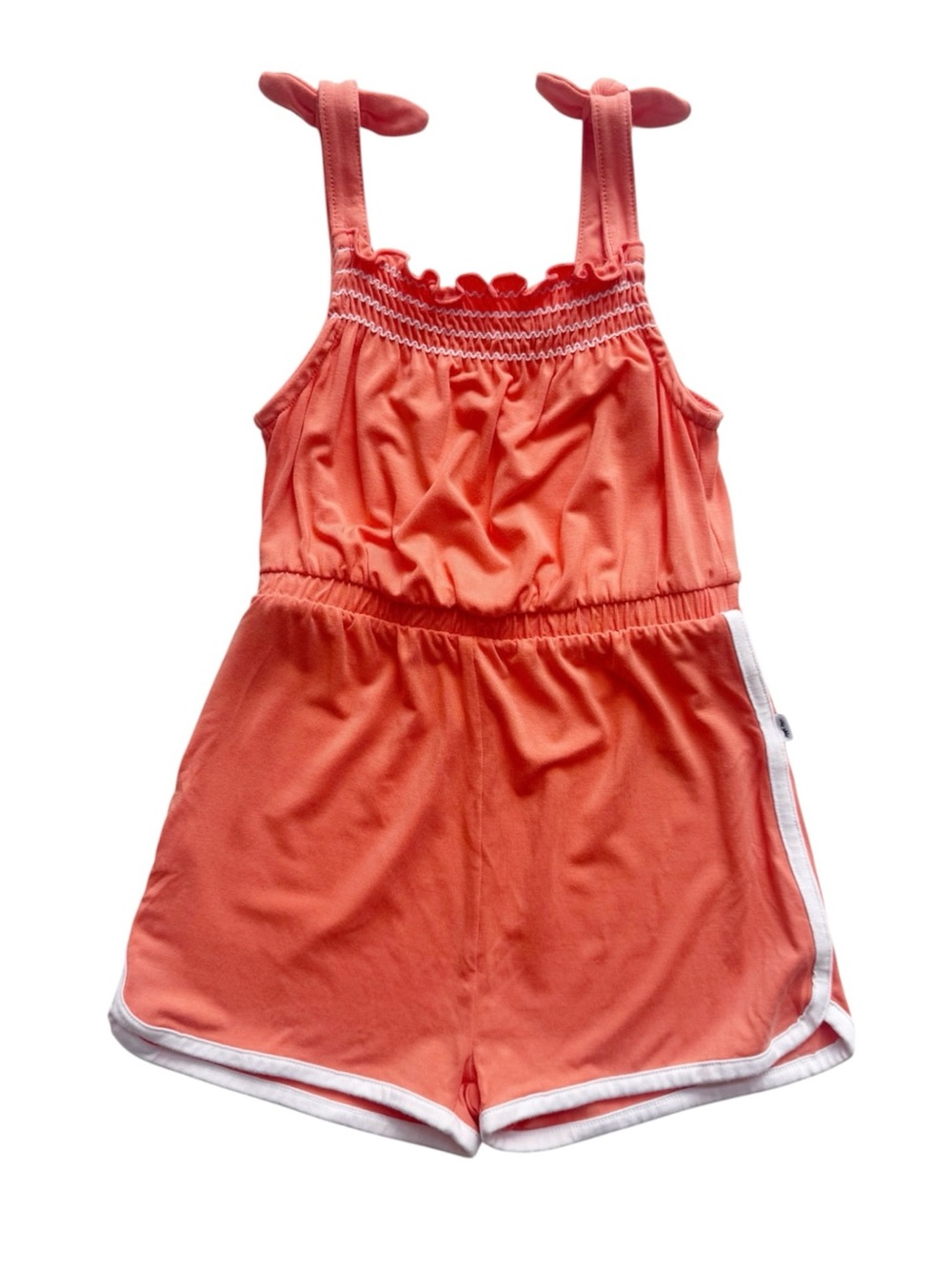 Little Sleepies Play Smocked Bamboo Bow Romper - Coral Size 2T